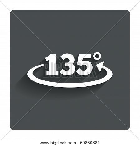 Angle 135 degrees sign icon. Geometry math symbol