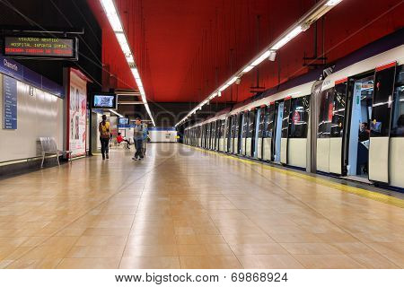 Metro Train In Madrid