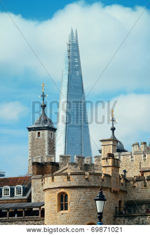 LONDON, UK - SEP 27: The Shard and urban architecture on September 27, 2013 in London, UK. the Shard is currently the tallest building in the European Union