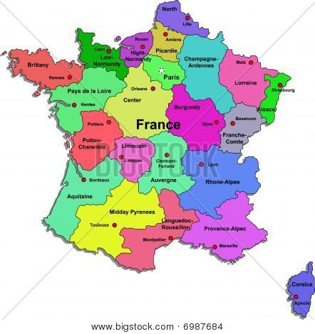 Frankreich anzeigen auf weißem Hintergrund