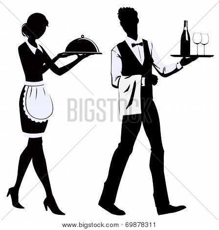Silhouette waiters