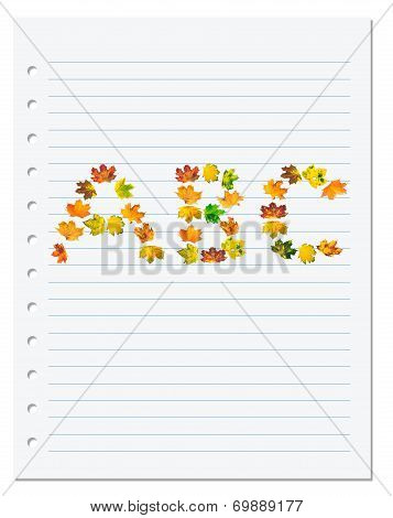 Notebook Paper With Letters A B C Composed Of Autumn Maple Leafs