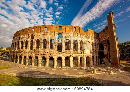 Famous landmark, old Colosseum in Rome, Italy