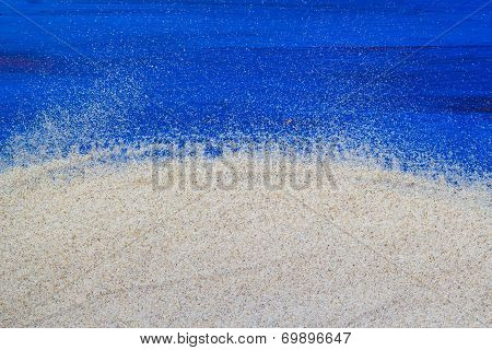Marine Background Sand Spilled Wooden Table