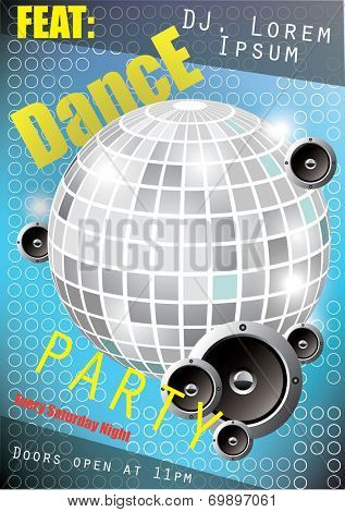 Dance Party Poster Background Template - Vector Illustration
