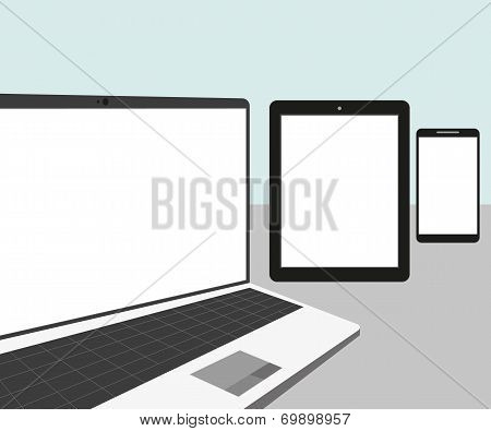 Laptop, tablet pc and smartphone