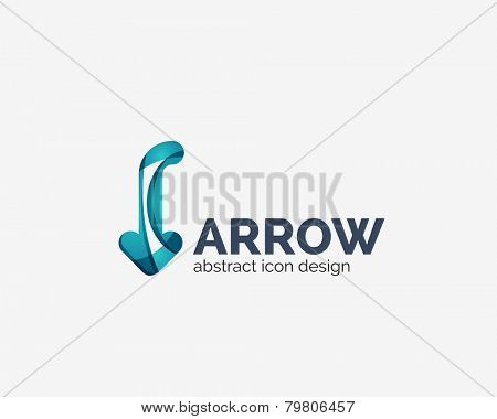 Clean moden wave design arrow company logo, business icon made of overlapping elements