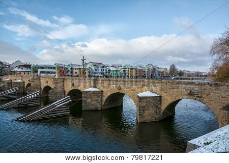 Old stone bridge at Pisek