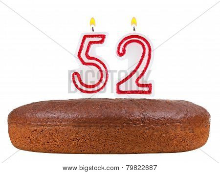 Birthday Cake With Candles Number 52 Isolated