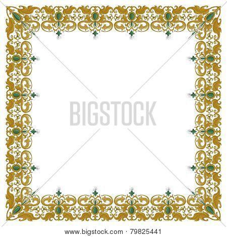Decorative square ornament with traditional medieval elements on isolated white