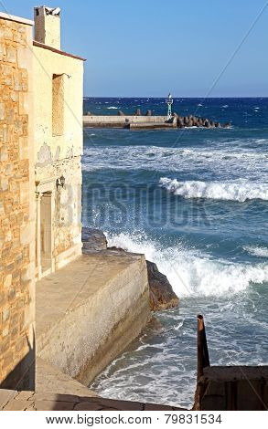 Port In Village Panormo At Crete, Greece