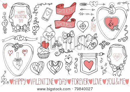 Valentine's day,wedding frames,decor elements collection