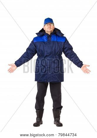 Man in winter work wear.