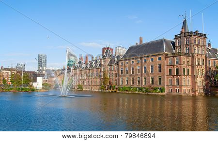 Famous parliament and court building complex Binnenhof in Hague