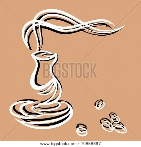 Abstract Cup of Coffee with coffee beans