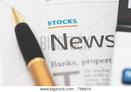 News, Stift, Rechner, Banken, Eigenschaft Schlagzeilen-Aktien
