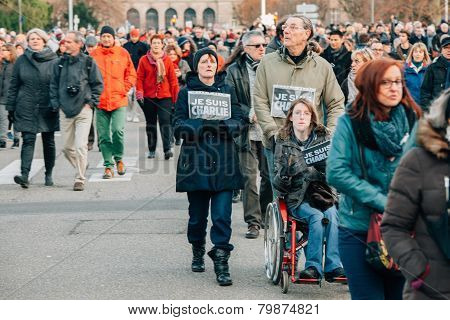 Mass Unity Rally Held In Strasbourg Following Recent Terrorist Attacks