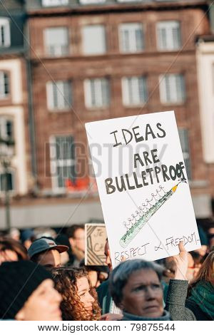 Mass Unity Rally Held In Strasbourg Following Recent Terrorist Attacks