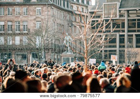 Mass Unity Rally Held In Strasbourg Following Recent Terrorist Attacks