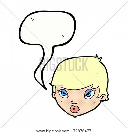 cartoon unimpressed woman with speech bubble