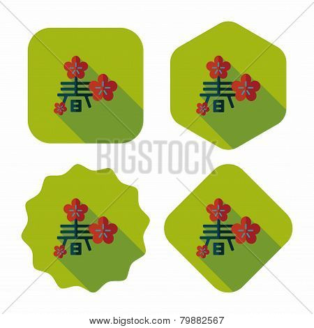 Chinese New Year Flat Icon With Long Shadow,eps10, Word 