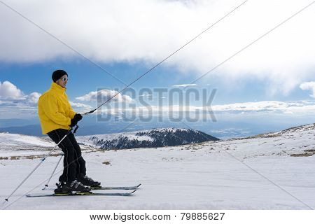 Skiers Enjoy The Snow At Kaimaktsalan Ski Center, In Greece. Recently At The Ski Center Every Lift H