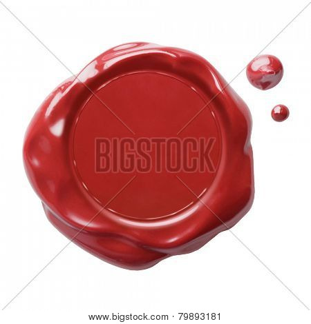 red postal wax seal with clipping path included