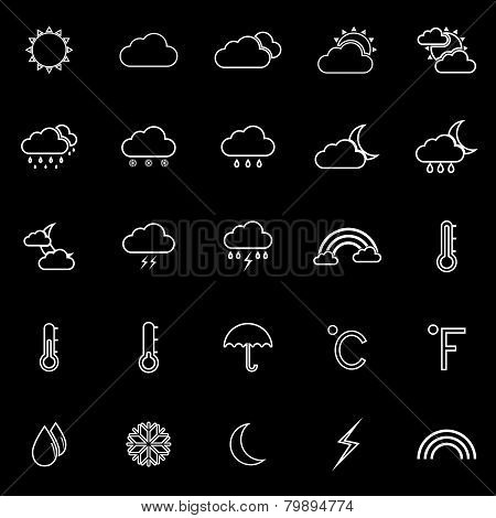 Weather Line Icons On Black Background