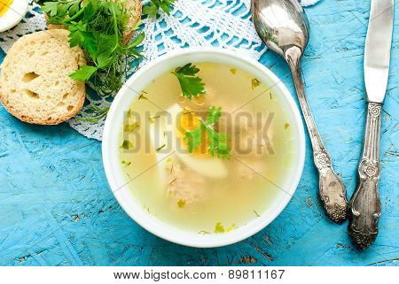 Soup With Meatballs And Egg