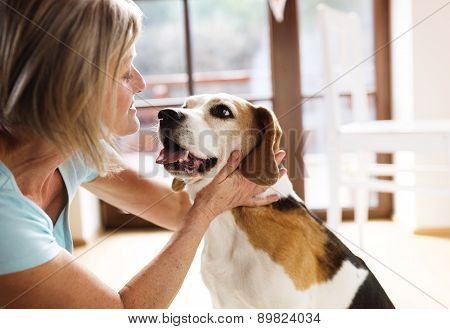 Senior woman and dog