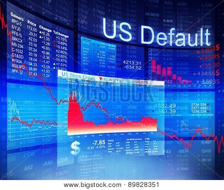 US Default Crisis Economic Stock Market Banking Concept