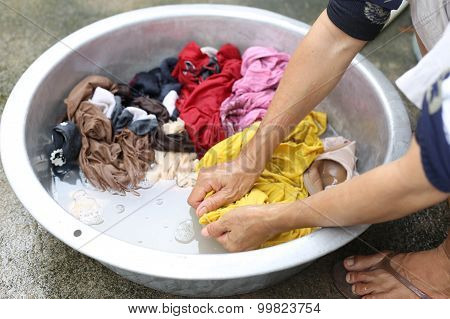 Hands Wash Stain Of Dirty Clothes