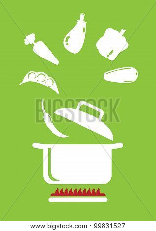 Cooking Vegetables Vector Illustration