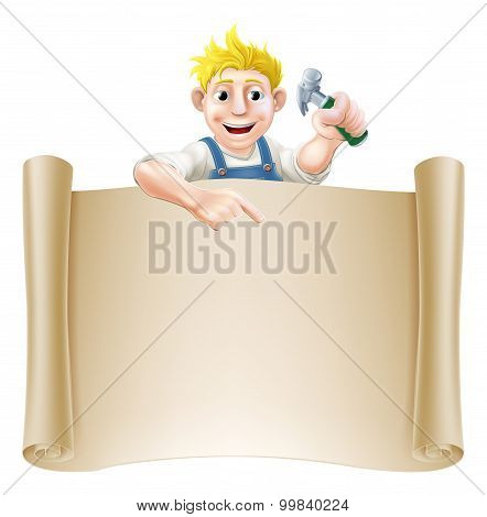 Cartoon Carpenter And Scroll