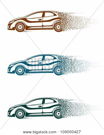 Silhouette Of The Car Leaving A Trace