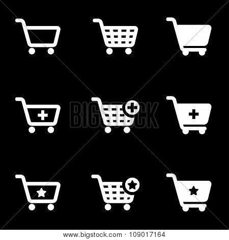 Vector white shopping cart icon set