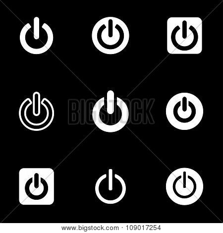 Vector white shut down icon set