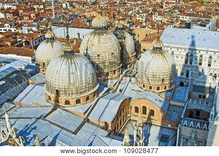 Overlooking The Marcus Church In Venice From Campanile De San Marco