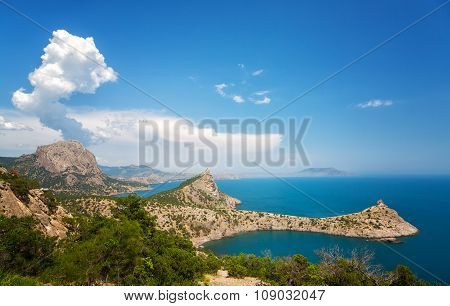 Nice View Of The Black Sea And Cape Kapchik, Crimea, Russia