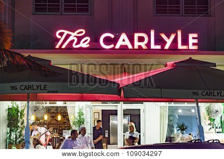 Night View At Ocean Drive With The Carlyle Hotel