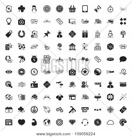 Gambling 100 Icons Universal Set For Web And Mobile Flat