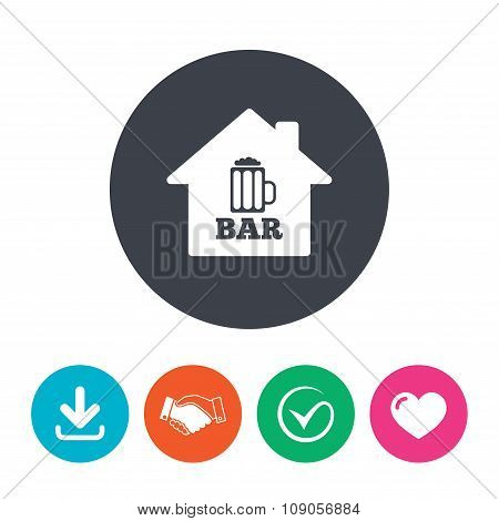 Bar or Pub sign icon. Glass of beer symbol.
