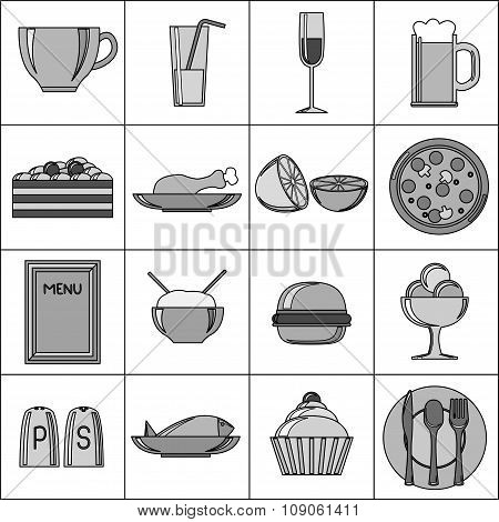 Black and White Food Set