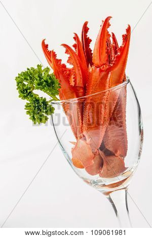 Boiled Crab Claws Isolated On White Background For Crabs And Seafood Menu.