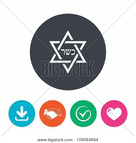Kosher food product sign icon. Natural food.