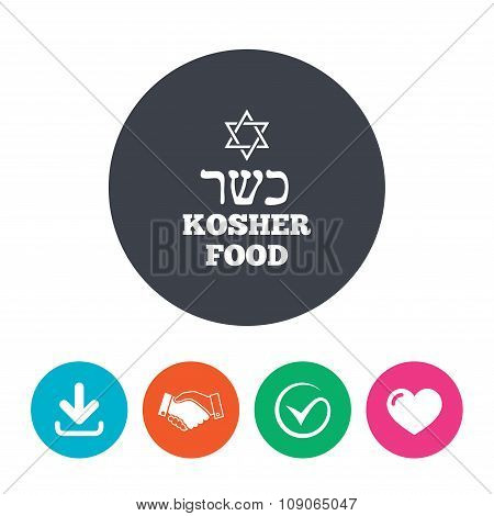 Kosher food product sign icon. Natural food.