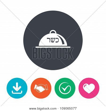 Kosher food product sign icon. Natural food.