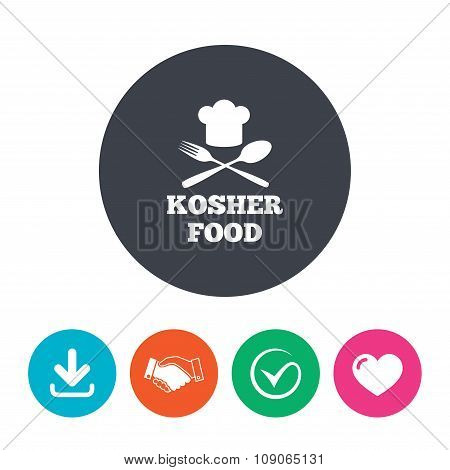 Kosher food product sign icon. Natural food.