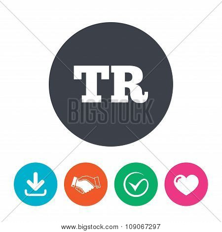 Turkish language sign icon. TR translation