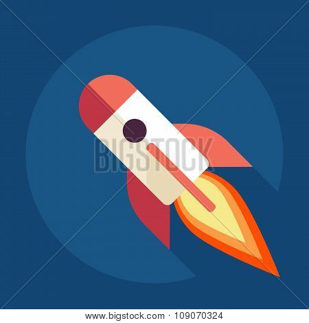 Space Roket Ship Sky Icon Trendy Modern Flat Design